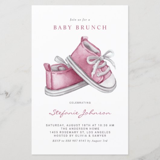 Roze Baby Schoenen Het is een Meisje Baby Brunch U (Voorkant)