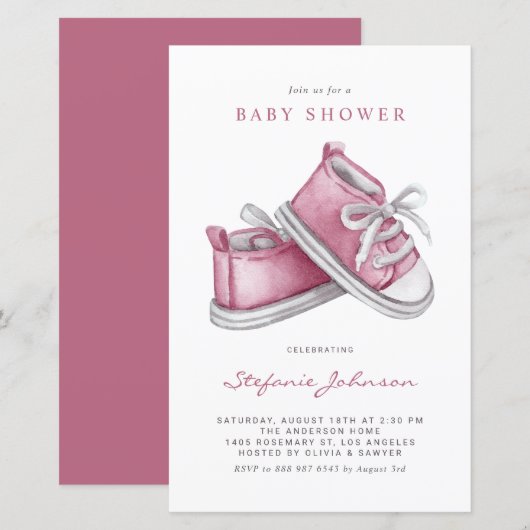 Roze Baby Schoenen Het is een Meisje Baby shower U (Voorkant / Achterkant)