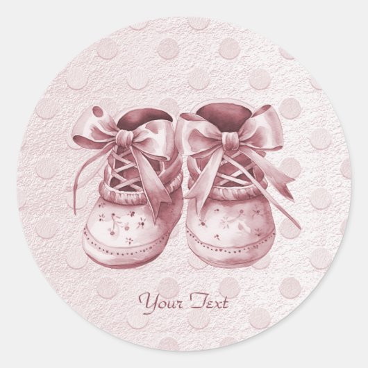Roze Baby Schoenen Sticker (Voorkant)
