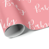 Roze Baby script elegant Baby ompakken papier (Rol Hoek)