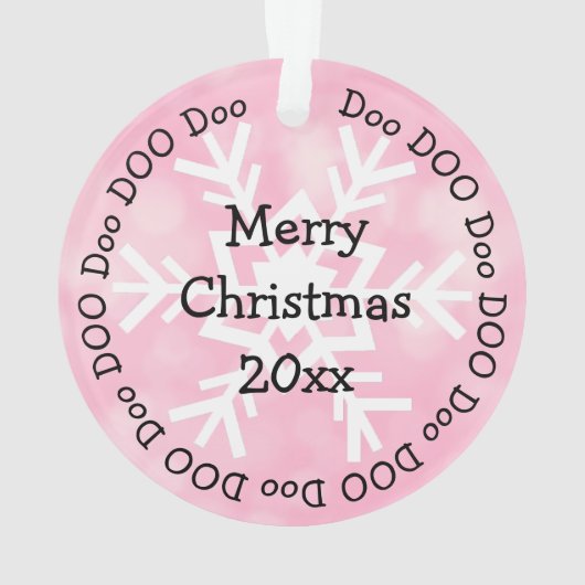 Roze Baby Shark Christmas gepersonaliseerd Ornament (achterkant)
