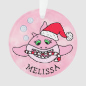 Roze Baby Shark Christmas gepersonaliseerd Ornament (voorkant)