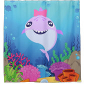 Roze Baby Shark Shower Curtain Douchegordijn (Voorkant)
