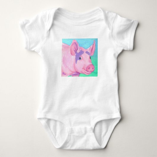 Roze Baby Shirt - "Deze kleine pruik" (Voorkant)