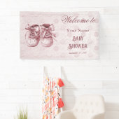 Roze Baby Shoes Baby shower Welkom Spandoek (Insitu)