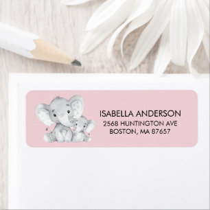 Roze Baby shower Adres Etiket