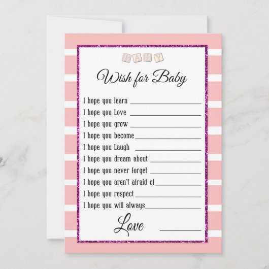 Roze Baby shower Advice Card Kaart (Voorkant)