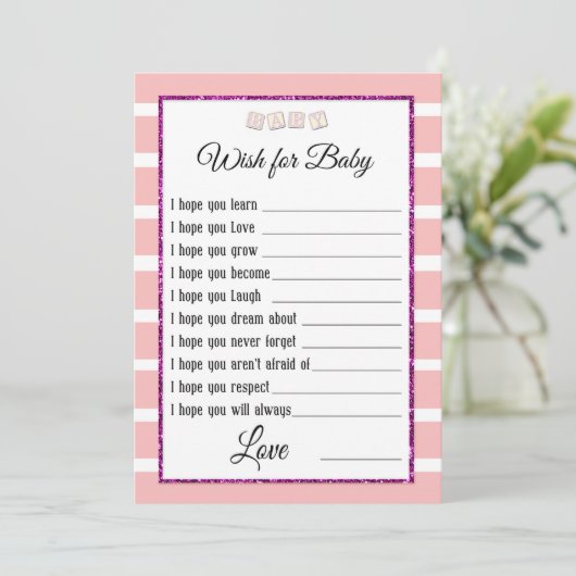 Roze Baby shower Advice Card Kaart (Staand voorkant)