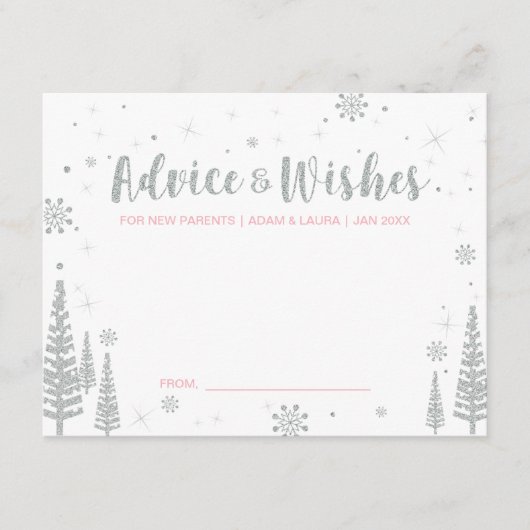Roze Baby shower Advice Kaart voor moeder, ouders (Voorkant)