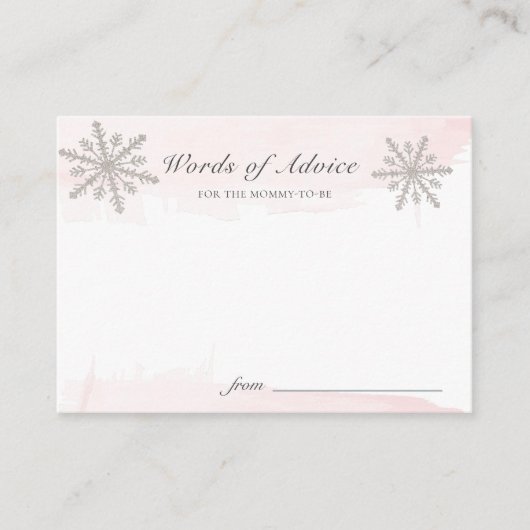 Roze Baby shower Advice-kaarten voor watercolo Sno Informatiekaartje (Voorkant)