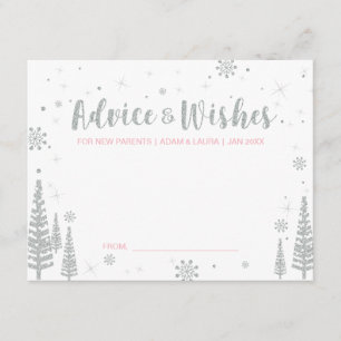 Roze baby shower advieskaart voor moeder, ouders