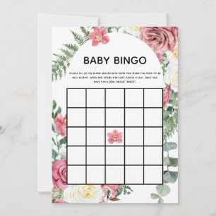 Roze Baby shower Baby Bingo Kaart