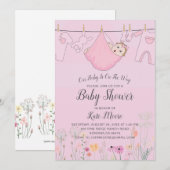 Roze Baby shower | Baby bundel Kaart (Voorkant / Achterkant)