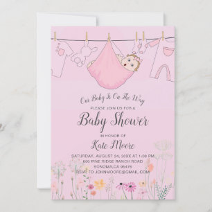 Roze Baby shower   Baby bundel Kaart