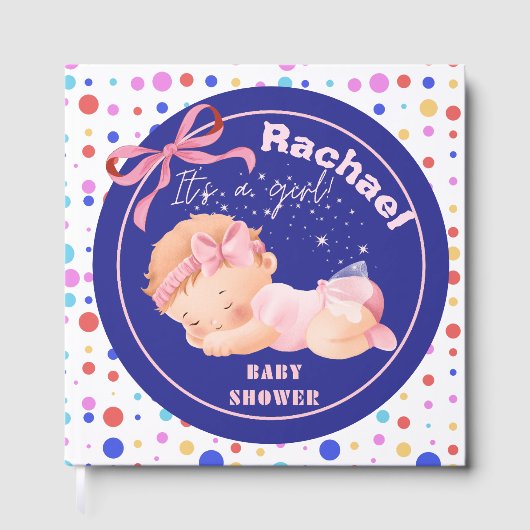 Roze Baby shower, Baby Meisje Douche Gastenboek (Voorkant)