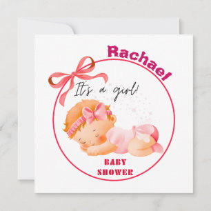 Roze Baby shower, Baby Meisje Douche Kaart
