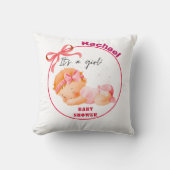 Roze Baby shower, Baby Meisje Douche Kussen (Voorkant)