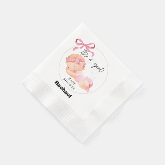 Roze Baby shower, Baby Meisje Douche Servet (Hoek)