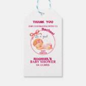 Roze baby shower, baby meisje shower cadeaulabel (Voorkant)