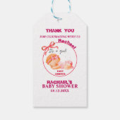 Roze baby shower, baby meisje shower cadeaulabel (Achterkant)