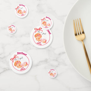 Roze baby shower, baby meisje shower confetti