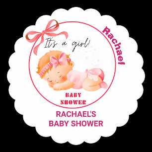Roze baby shower, baby meisje shower kartonnen onderzetters
