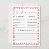 Roze Baby shower Baby Voorspelling en Advies Kaart (Voorkant)
