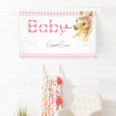 Roze Baby shower Banner Gingham Horse (Insitu)