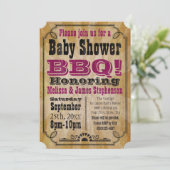  roze Baby shower BBQ Barbeque Baby-Q Kaart (Staand voorkant)