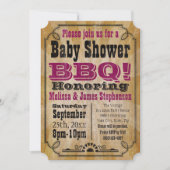  roze Baby shower BBQ Barbeque Baby-Q Kaart (Voorkant)