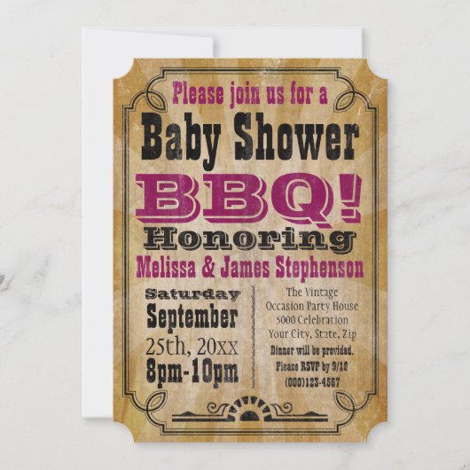  roze Baby shower BBQ Barbeque Baby-Q Kaart (Voorkant)