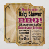  roze Baby shower BBQ Barbeque Baby-Q Kaart (Voorkant / Achterkant)