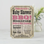  roze Baby shower BBQ Barbeque Baby-Q Kaart (Staand voorkant)