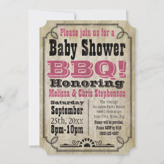  roze Baby shower BBQ Barbeque Baby-Q Kaart (Voorkant)