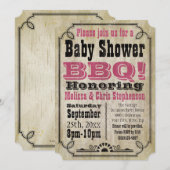 roze Baby shower BBQ Barbeque Baby-Q Kaart (Voorkant / Achterkant)