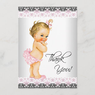 Roze baby shower bedankjes voor meisjes bedankkaart