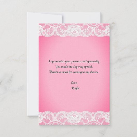 Roze Baby shower Bedankkaart (Voorkant)