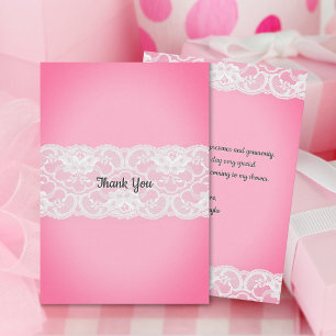 Roze Baby shower Bedankkaart