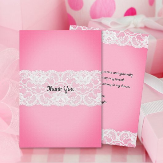 Roze Baby shower Bedankkaart