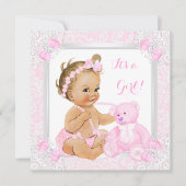  Roze Baby shower Beer Blonde Baby Kaart (Voorkant)