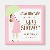 Roze Baby shower Bewaar de datum Magneet (Voorkant)