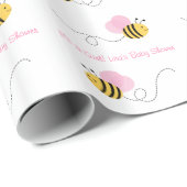 Roze Baby shower bijen Cadeaupapier (Rol Hoek)