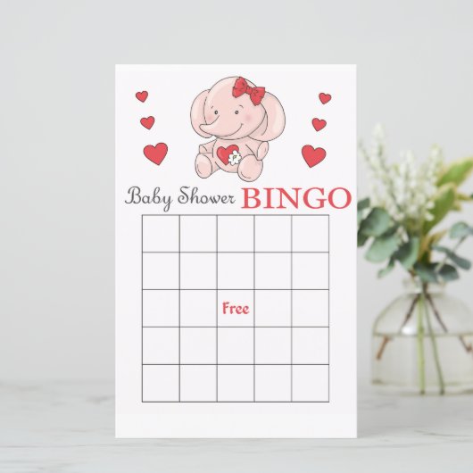 Roze baby shower bingo (Staand voorkant)