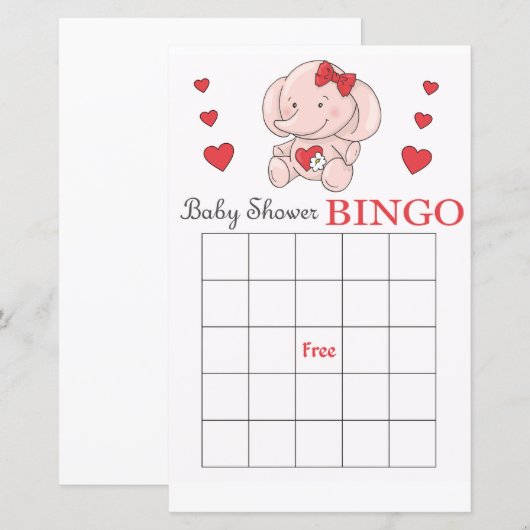 Roze baby shower bingo (Voorkant / Achterkant)