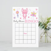 Roze baby shower bingo (Staand voorkant)