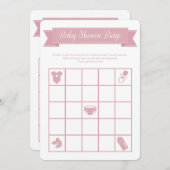 Roze Baby shower Bingo Kaart (Voorkant / Achterkant)