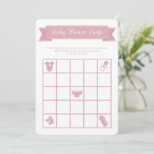 Roze Baby shower Bingo Kaart (Staand voorkant)
