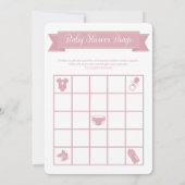 Roze Baby shower Bingo Kaart (Achterkant)