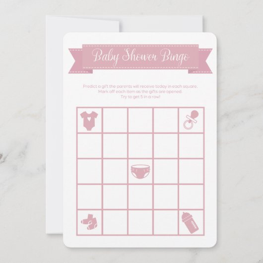 Roze Baby shower Bingo Kaart (Achterkant)
