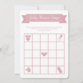 Roze Baby shower Bingo Kaart (Voorkant)